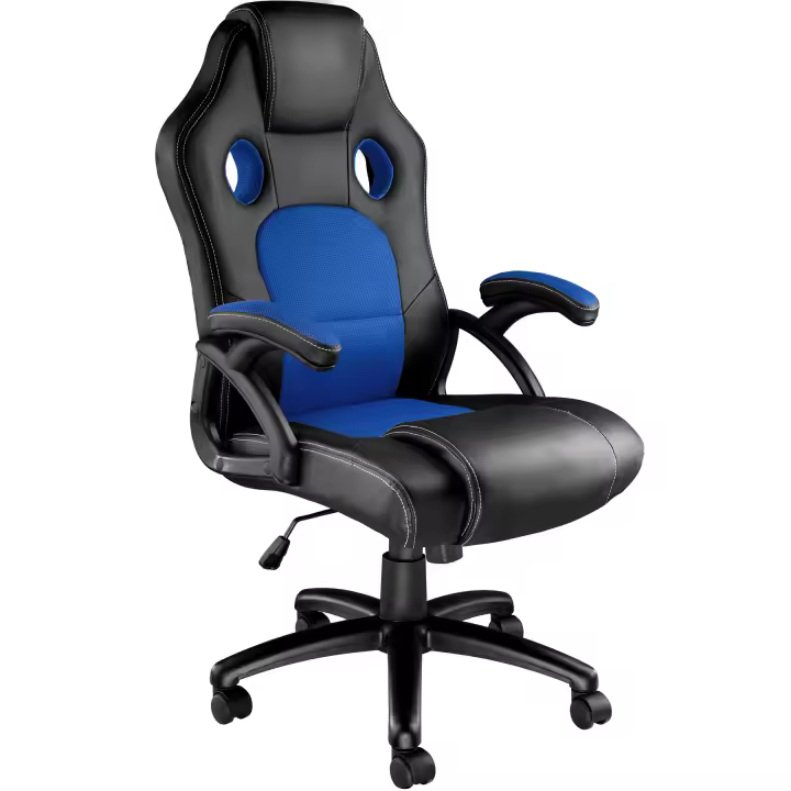Tectake - Silla de Oficina Tyson con diseño moderno y ergonómico, acolchado grueso, ajuste en altura y revestimiento de cuero sintético. Amortiguador de gas para un ajuste en altura sin escalonamientos - 1