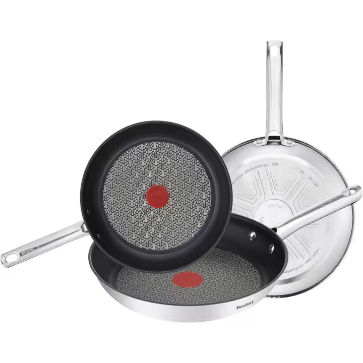 Duetto - Juego de Sartenes de 20/24/28 cm, Apto inducción, antiadherente, revestithiento Titanium, Thermo-signal, sin PFOA, Apto lavavajillas y Horno, inoxidable Maple - 1