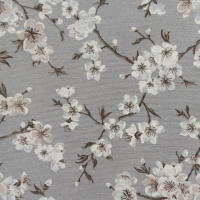 Lafabricadelastelas-Mantel de loneta de algodón flores almendro gris y beige estampado lavable, decoración hogar cocina, salón, comedor - details 5