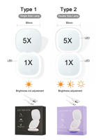 Espejo De Maquillaje Portátil Foldable Con 2 Caras Y Luz LED 3 Colores Toque Compacto 5X Magnificación Para Viajes - details 9