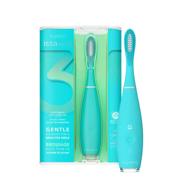FOREO ISSA mini 3 Cepillo de dientes eléctrico de silicona para dientes, encías, lengua y boca, accesorio de viaje, cabezal de 6 meses, impermeable, 265 días por carga USB, garantía de 2 años - 1