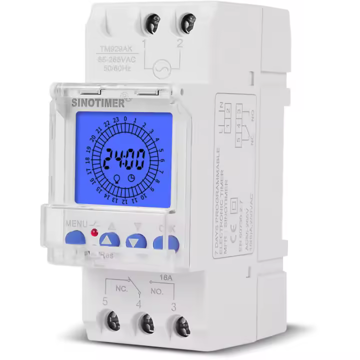 Pantalla LCD Digital de 24 Horas Reloj Electrónico 85-265V Carril DIN Horas Programable Inteligente Interceptor de Temporizador Analógico with 15 Minutos de Intervalo (16A) - 1