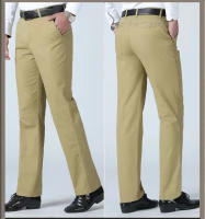 Pantalones Casuales Para Hombre 100% Algodón Verano Delgados Clásicos Otoño Gruesos Negocios Moda Cómodos Elásticos Rectos Talla Alta Bolsillos - details 3
