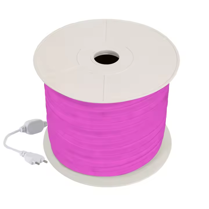 Ledkia Tira LED Neón Regulable 220V BOBINA 50m Rosa Circular 360 9W/m Corte 100cm IP67 Rosa - 1