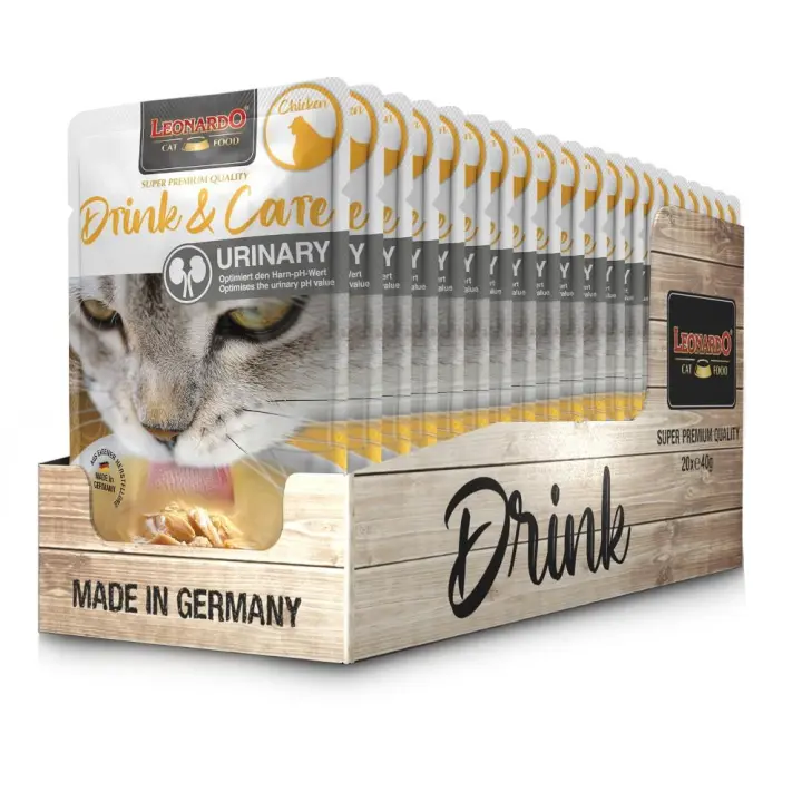 Pack 20X40 Gr - Leonardo Drink & Care Sopa en Sobres para Gatos - Alimento complementario para gatos adultos - Promueve la ingesta de líquidos - 1