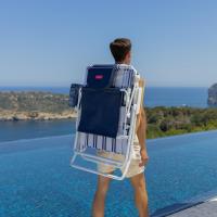 Flamingueo Tumbona Plegable Agujero Acolchado Cabeza y Brazos Reclinable 5 Posiciones Parasol Ajustable UPF 50+ Asas Mochila Fácil Transporte Reposapiés y Reposabrazos 50 x 69 x 105 cm - details 4
