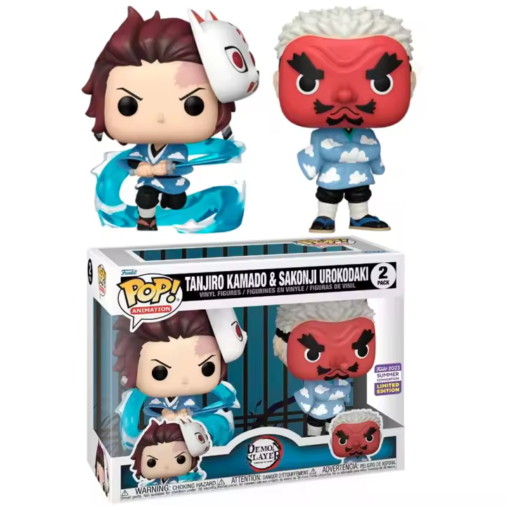 Funko Pack 2 Tanjiro Kamado & Sakonji Urokodaki SDCC Summer Convention Exclusivo DEmon Slayer  Funko Pop figura figuras anime Kimetsu no Yaiba - 1