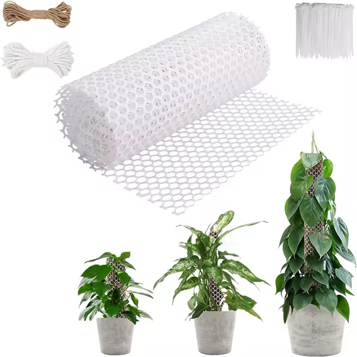 Kit de palos de musgo de plástico para bricolaje, adecuado para plantas en macetas de jardín, estacas de musgo trepadoras y soportes de red para plantas, juego de 12,6 pulgadas x 10 pies: - 1