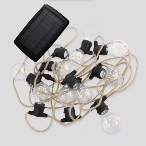 Allegra-Guirnalda luminosa solar y recargable de exterior con 10 luces LED de yute New Garden - 1