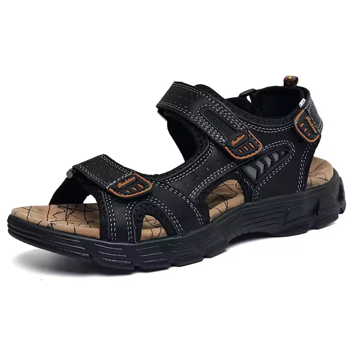 Sandalias Clásicas Para Hombre Verano Cuero Genuino Ligero Casual Moda Talla 38-46 Sandalias De Exterior Con Cierre De Correa Y Hebilla - 1