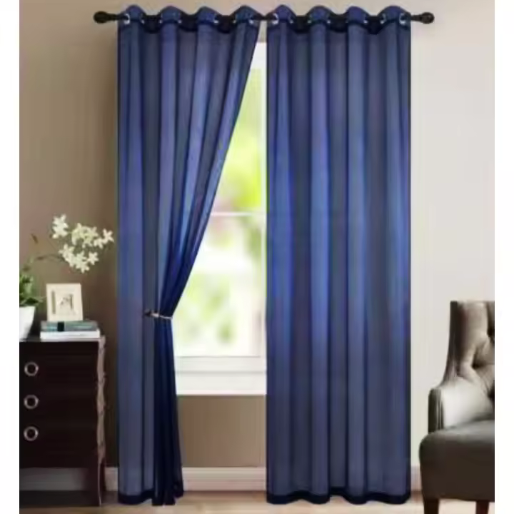 2 Cortinas  Visillos Microfibra, Efecto Arrugado con 8 Ojales, 140 x 260 cm, Listo para Colocar) 6033 - 1