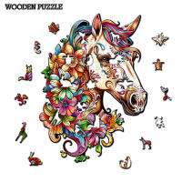 Rompecabezas De Madera Con Forma De Caballos Coloridos Juego De Puzzle Dificil Regalos Para Cumpleaños Para Niños Y Adultos - details 0