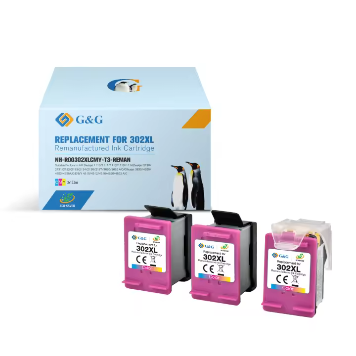 Pack 3 Cartuchos De Tinta Reciclada Hp 302 Xl Tricolor F6U67Ae/F6U65Ae - 1