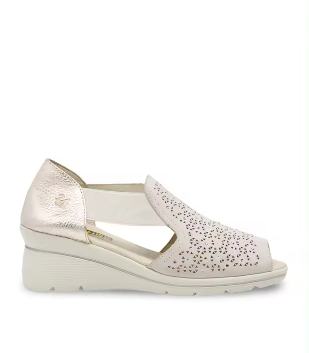 SANDALIAS DE PIEL TROQUELADAS CON CUÑA 24HORAS ATENAS 26453 BEIGE - 1