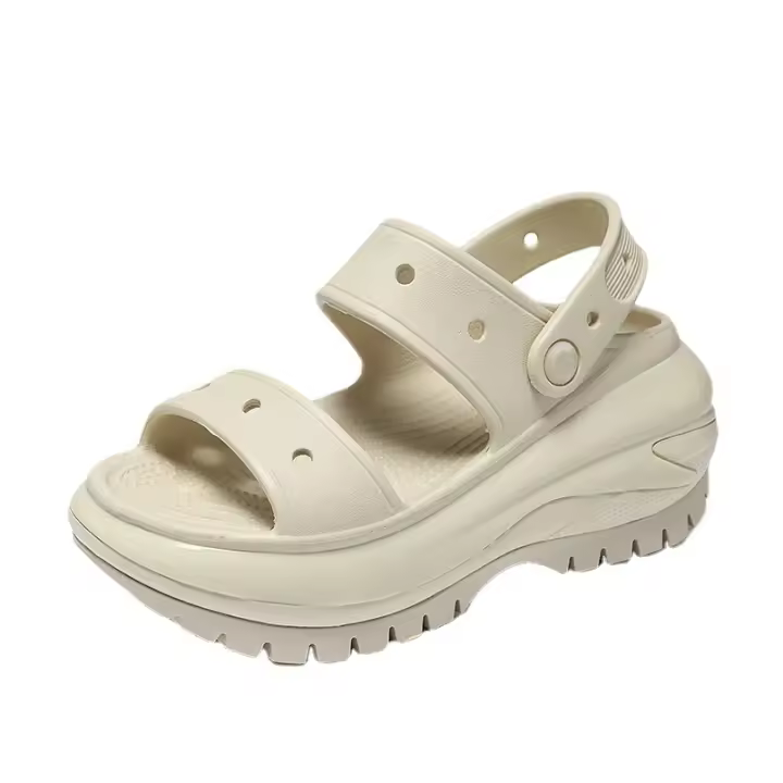Verde Crocs Classic Mega Crush Bone Blanco Sandalias Mujer - 1
