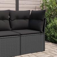 vidaXL Sillón de esquina de jardín con cojines ratán sintético beige en color beige y gris/Marrón/Gris y más | acolchados duraderos para sofás de jardín terraza exterior - details 5