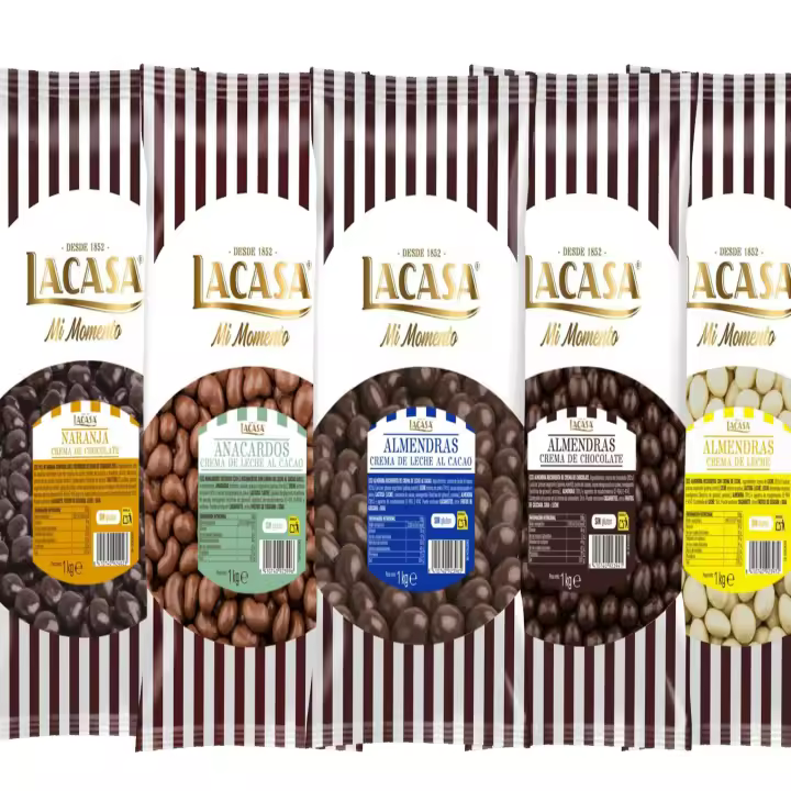 Lacasa pack 5kg deliciosas bolas de frutos secos con chocolate: Almendra Negro,Almendra Leche,Almendra Blanco,Anacardo leche, naranja Negro - 1