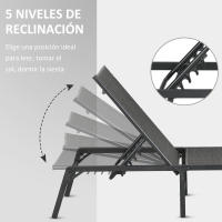 Outsunny Tumbona de Ratán Sintético Plegable Tumbona para Jardín con Respaldo Ajustable en 5 Niveles y Marco de Acero Carga 150 kg para Patio Terraza Gris - details 4