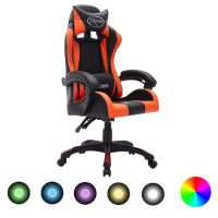 vidaXL Silla gaming con luces LED RGB cuero sintético en color Blanco y negro/Dorado y negro/Rosa y negro y más | cómodas modernas ergonómicas para comedor cocina salón hogar - details 6