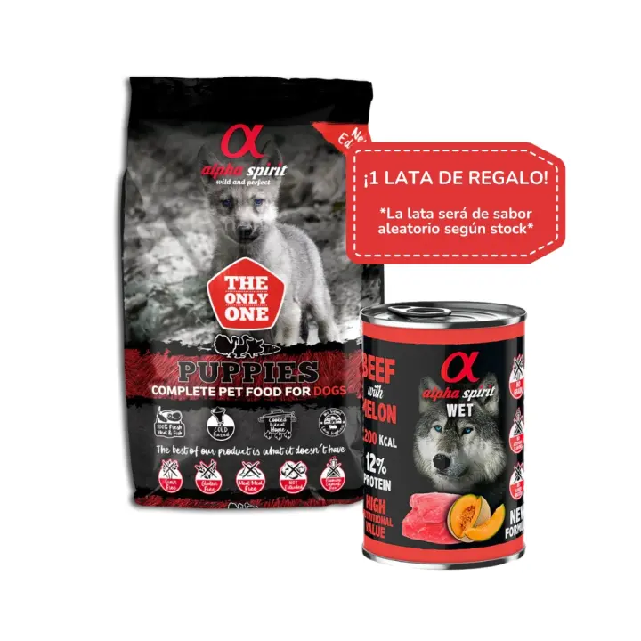 ALPHA SPIRIT - Puppies (+ 1 ó 2 Latas) - Alimento Completo en Pienso Seco para Perros Cachorros de Todas las Razas - 1