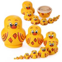 Matrioskas Rusas De 5-10 Capas Juguete Pato Amarillo Para Niños Y Adultos Artesanía Hecha a Mano Decoración DIY Figura De Arte Moderno - details 0