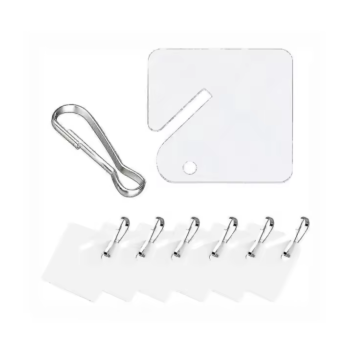 100 Pcs Etiquetas clave Etiquetas colgantes de plástico blanco con los colgantes de metal, Etiquetas para los gavetas clave ranurados Bo - 1
