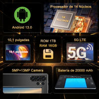 5G 2025 Tablet Android 10,1 pulgadas 20000 Mah versión global 16GB Ram 1TB ROM nueva red 14 tableta WiFi Android 13,0 nuclear - details 1