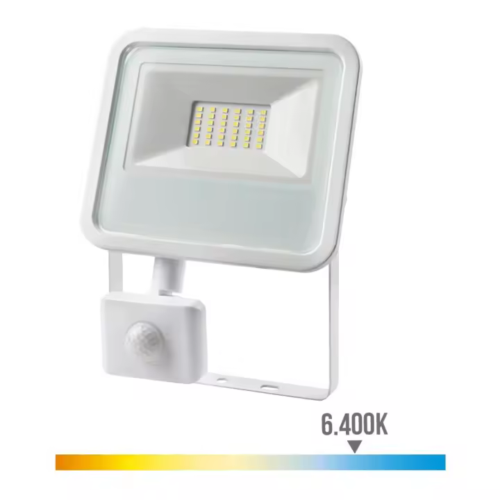 Foco proyector led 30w 2100lm 6400k luz fria con sensor de presencia 20x4,5x15,8cm edm - 1