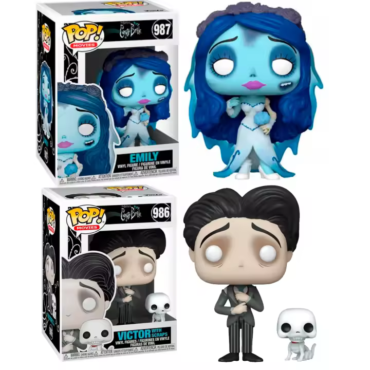 Funko  Pack 2 Funkos Emily y Viktor con Scraps Novia Cadáver cadaver Corpse Bride 986 987  Disney Funko Pop Funko Pop - 1