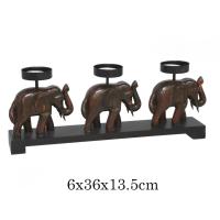 "GISSED - Portavelas Decorativo de Madera con Diseño de Elefantes Tallados y Soportes Metálicos para Velas – Estilo Rústico y Elegante para Hogar, Terrazas y Eventos – Aporta Calidez y Serenidad a Cualquier Espacio – Material Resistente y Duradero . - details 1