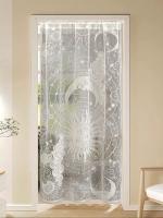 Cortina De Puerta Florida 72 Pulgadas Hilo Transparente Cortina De Voile Floral Semi-Transparente Filtración De Luz Estilo Japonés Y Coreano - details 0