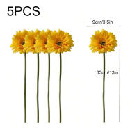 5PCS Decoración De Girasol Chrysanthemum Artificial Silken Colorido Small Daisy Arreglo Floral Para Casa Boda Estilo Girasol Gerbera - details 5