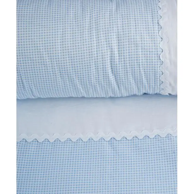 Sandra Adrubau Pack Funda Nórdica y Set Sábanas Vichy Azul Cuna 60cm - Ropa de Cuna y Bebé - 1