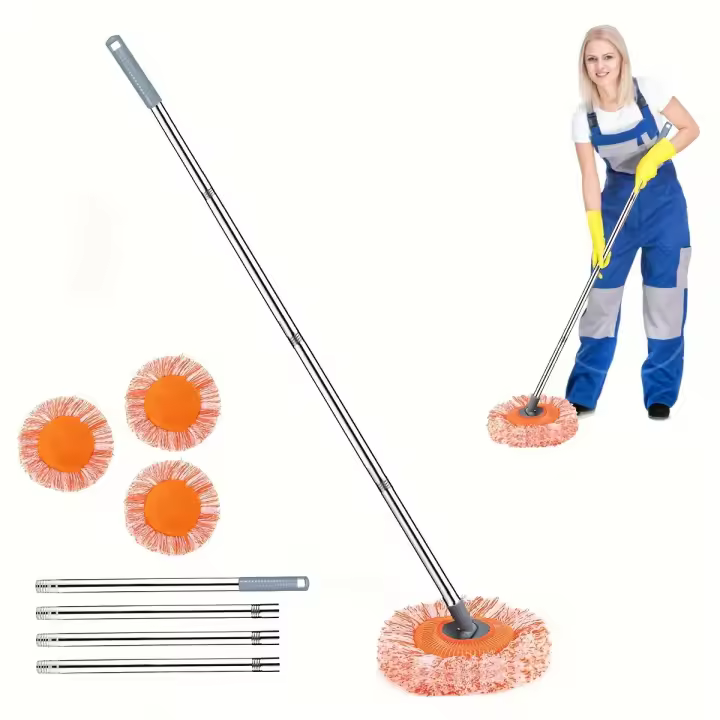 Set De Mopa Retráctil Para Techo Con 4 Cabezas De Mopa Para Pisos Y Ventanas Limpieza De Azulejos Y Vidrio Para Coche Y Pared - 1
