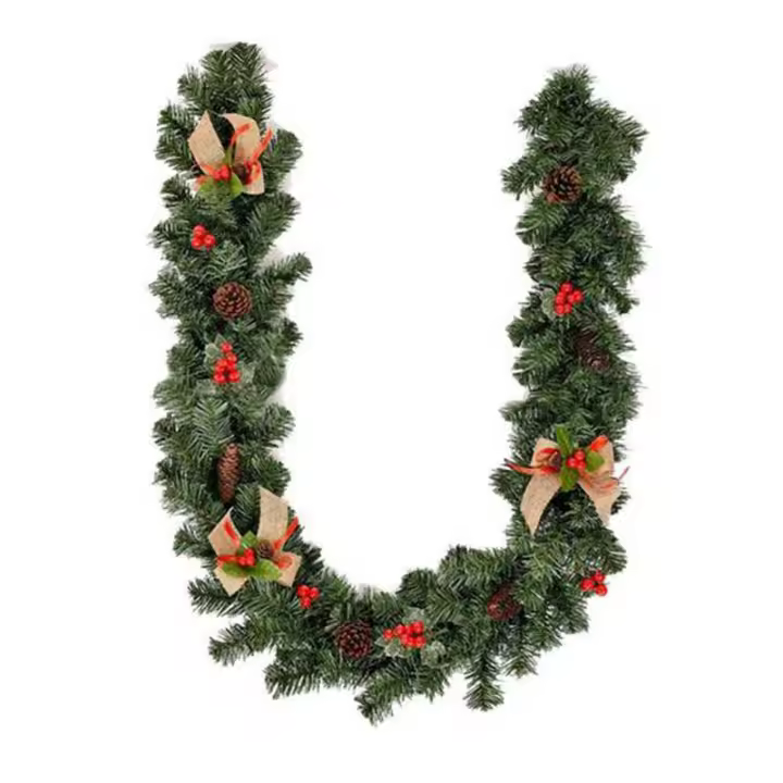Guirnalda Artificial De Navidad De 5.9 Pies Decorada Con Conos De Pino Y Clusters De Bayas Para Fiestas De Invierno Y Agradecimiento - 1
