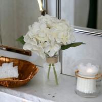 8around - Centro Mesa, Flores Decorativas Artificiales. Jarrón Decorativo Moderno con Flores de Hortensias Artificiales - Planta Artificial Decorativa - Ramo de Flores Artificiales con Jarrón - Florero Decorativo - details 3