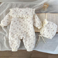 Rompeveranos Para Bebé Niña Con Sombrero Y Acolchado De Pelo Estampado Floral Estilo Coreano Invierno Cierre De Cremallera Longitud Completa - details 5