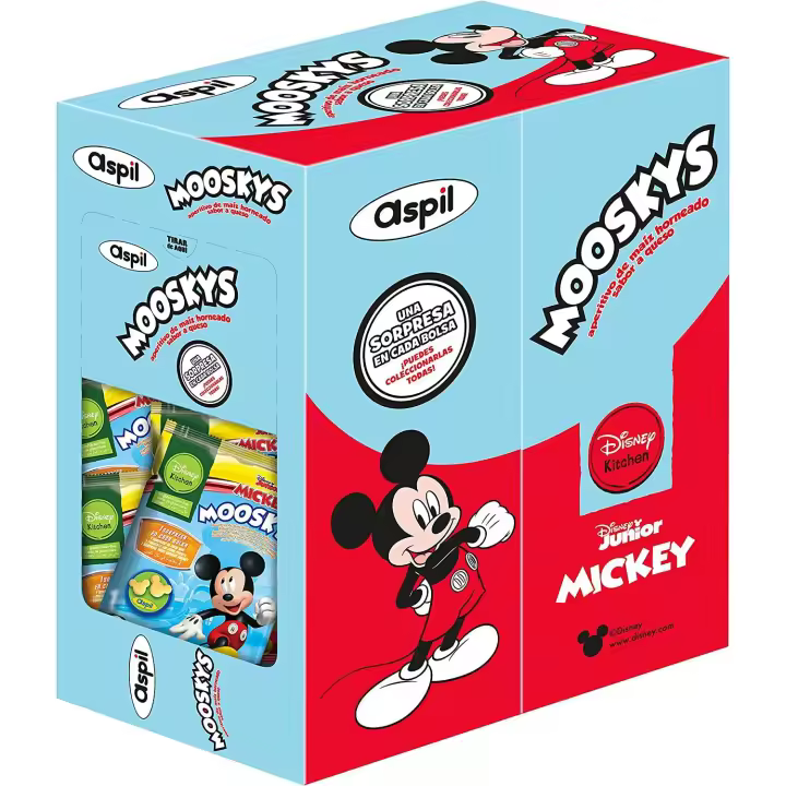 Disney MOOSKYS  30 unidades x 18g  Aperitivo infantil de maíz sin Gluten - 1