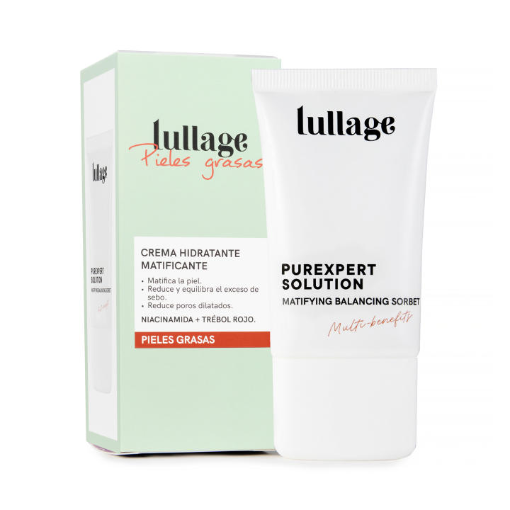 LULLAGE - Crema Hidratante Matificante, Purexpert Solution 40 ml, con Niacinamida, para Piel Mixta - Grasa, con Niacinamida, Equilibra e Hidrata la Piel, Controla y Reduce Poros y Brillos, Tratamiento Vegano y Natural