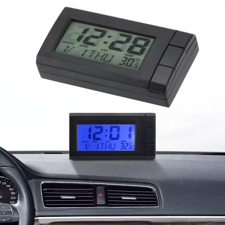 Reloj Digital Automático YOSOLO Con Display De Temperatura Adhesivo Self-Adejusable Ornamento Para Coche Medidas 1.6x3.9cm - 1