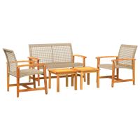 vidaXL Juego de bistro de 5 piezas ratán PE y madera de acacia Negro, Gris, Beige Conjunto Terraza Muebles Jardín Exterior Juego de Muebles de jardín Mueble Jardín Exterior Muebles de Salon Exterior - details 1