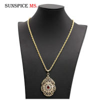Collar Largo De Pendiente En Color Oro Sunspicems Para Mujer Estilo Árabe Adorno Para Banquete Y Boda Cadena De Suéter Caftán - details 2