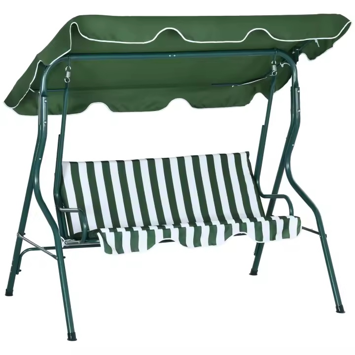 Outsunny Columpio de Jardín de 2-3 Plazas Balancín de Exterior con Toldo Ajustable en Ángulo Impermeable y Marco de Acero para Patio Balcón 170x110x153 cm - 1