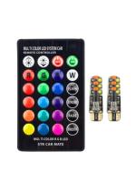 2PCS Luces De Lectura Multicolor LED RGB T10 W5W 12SMD COB Canbus Con Control Remoto Luz De Señal De Boda Flash/Estroboscopio Para Auto - details 2