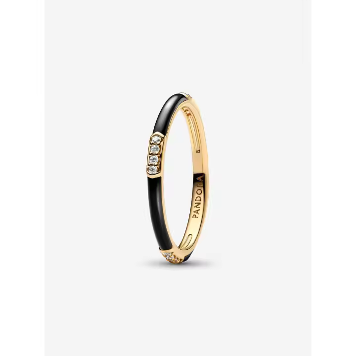 Pandora - Anillo de esmalte Negro y Piedras-Baño de Oro de 14K - 1
