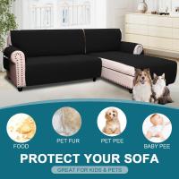 BellaHills Sofa Cover L Shape 2 Piece Couch Cover for Sectional Sofa Non Slip Corner Sofa Cover Water Resistant Chaise Sofa Cover for Dogs (Right Chaise Lounge + 3 Seater, Black) - details 2