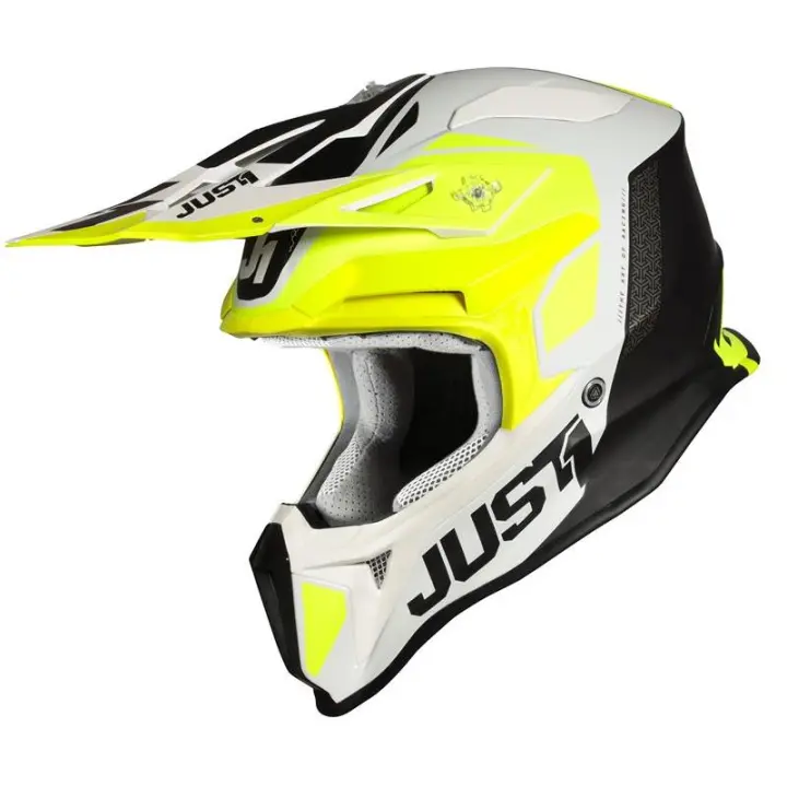 CASCO MOTOCROSS JUST1 J18 PULSAR FLUO YELLOW-WHITE-BLACK - Matt - 1