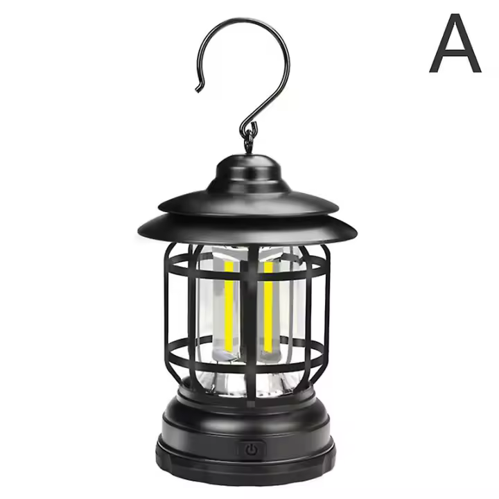 Retro Tent Camping Light Led Outdoor Portable Rechargeable Night Lamp New - 1