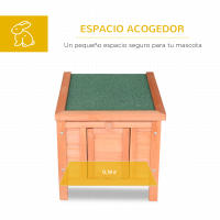 PawHut Conejera de Madera Exterior Jaula Caseta para Roedores Mascotas Pequeñas con Techo Asfáltico Abatible y Rampa Antideslizante 42x51x43 cm - details 3