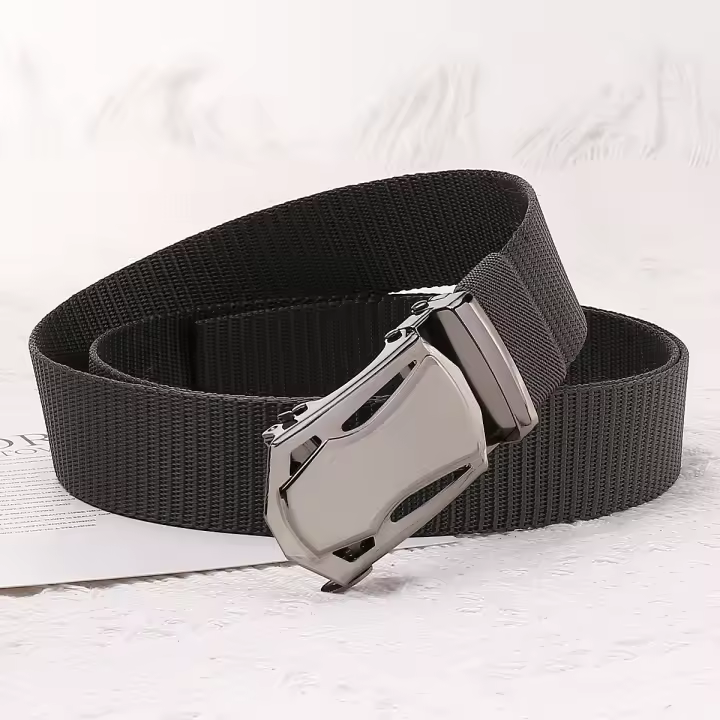 Cinturón Para Hombre Con Hebilla Automática De Moda Durable Y Secado Rápido Para Deportes Al Aire Libre 3.5cm Material Plástico Y Lona - 1